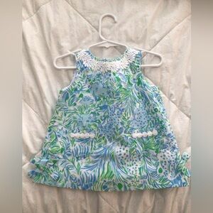 Baby Lilly Pulitzer Blue, Green & White Floral Shift Dress